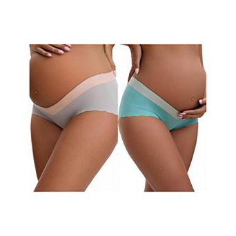 2 Packs Women's Low Waist Ice Silk Seamless Maternity Briefs Pregnancy Under the Bump Underwear