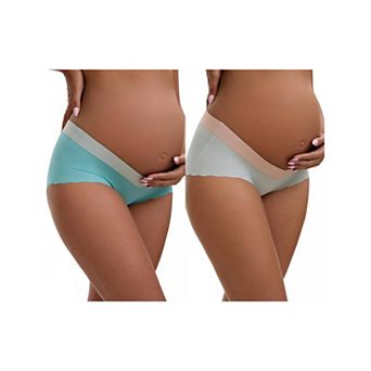 2 Packs Women's Low Waist Ice Silk Seamless Maternity Briefs Pregnancy Under the Bump Underwear