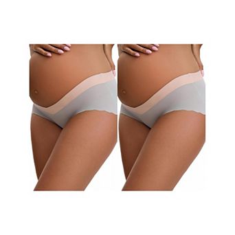 2 Packs Women's Low Waist Ice Silk Seamless Maternity Briefs Pregnancy Under the Bump Underwear