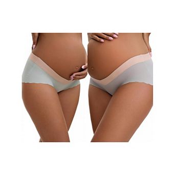2 Packs Women's Low Waist Ice Silk Seamless Maternity Briefs Pregnancy Under the Bump Underwear