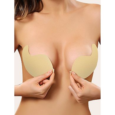 2 Packs Women's Reusable Strapless Push-up Invisible Sticky Adhesive Bras for Backless Dress