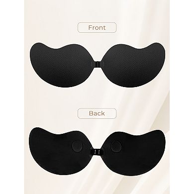 2 Packs Women's Reusable Strapless Push-up Invisible Sticky Adhesive Bras for Backless Dress