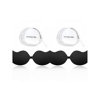 2 Packs Women's Reusable Strapless Push-up Invisible Sticky Adhesive Bras for Backless Dress