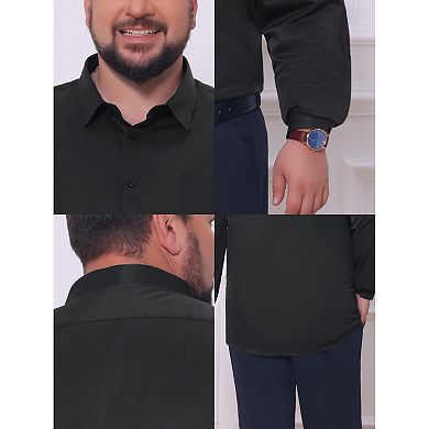 Men's Big & Tall Dress Shirts Long Sleeve Button Down Formal Shirt with Chest Pocket