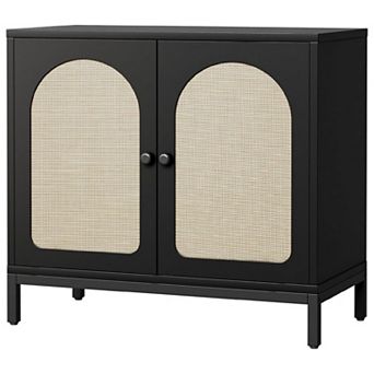 Buffet Cabinet with Storage, Rattan Storage Cabinet with Doors