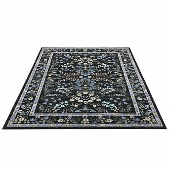 Washable Area Rug，Bohemian Floral Rug，Upholstery Rug for Dining Room Nursery Playroom