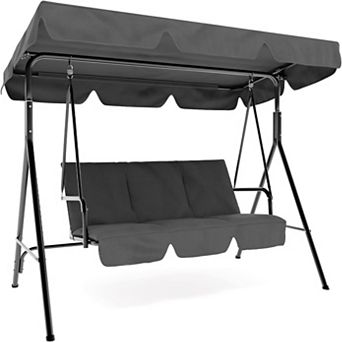 Outdoor Porch Swing 3-Seat with Canopy for Patio Garden Backyard