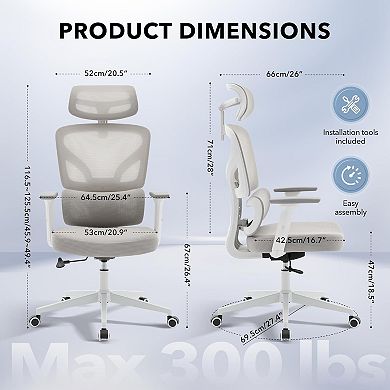 Ergonomic Mesh Office Chair, Adjustable Lumbar Support & High Back for Home Office Gaming