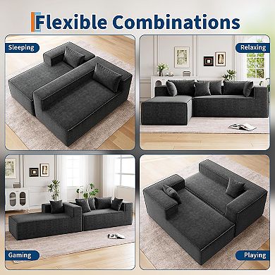 106.7" Modular Sectional Couches,Deep Seat,Modular L-Shape Sofa with Chaise