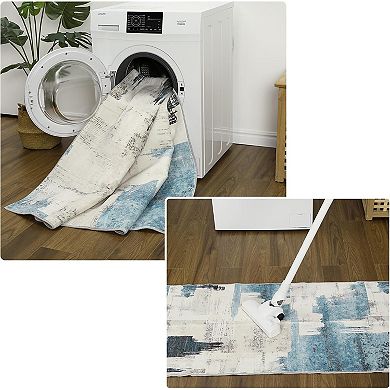 Washable Abstract Rug，Soft Foldable Modern Rug，Non Slip Floor Mat, Non Slip Backing