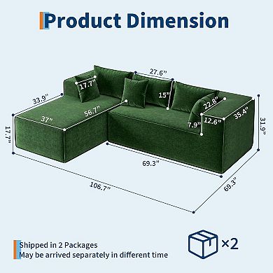 106.7" Modular Sectional Couches,Deep Seat,Modular L-Shape Sofa with Chaise