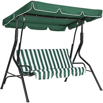 Outdoor Porch Swing Chair, 3-Seat Adjustable Canopy Glider Bench for Backyard Lawn Garden