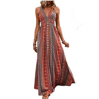 Smmer Dress for Women Long Dress Boho Sundresses Halter Dress Beach Vacation Clothes Travel Outfits
