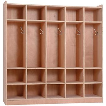 Wall Mounted Cubby Organizer with 15 Storage Compartments and Hooks