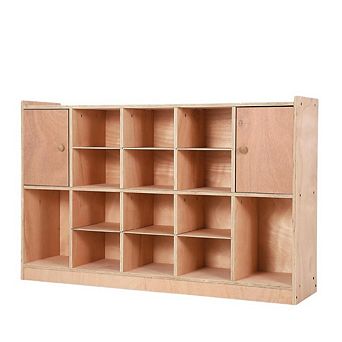 Wall Mounted Storage Cabinet with Cubbies and Double Doors