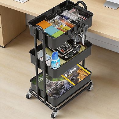 3-Tier Metal Rolling Utility Cart