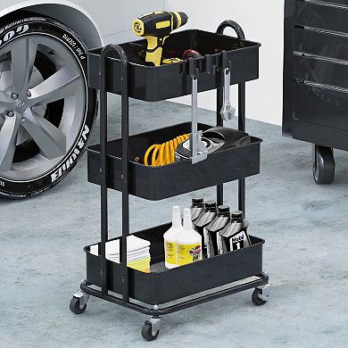 3-Tier Metal Rolling Utility Cart