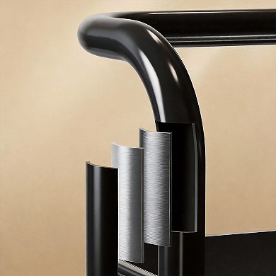 3 Tier Rolling Mesh Cart with Handle Lockable Wheels Storage Shelves