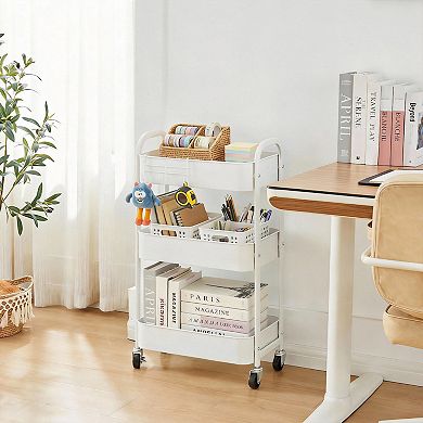 3-Tier Rolling Utility Cart with Caster Wheels Easy Assembly
