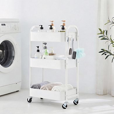 3-Tier Rolling Utility Cart with Caster Wheels Easy Assembly