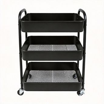3 tier Rolling Utility Cart with Caster Wheels Easy Assembly