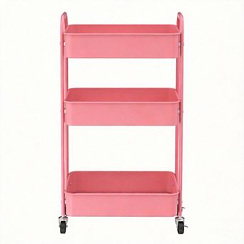 3 tier Rolling Utility Cart with Caster Wheels Easy Assembly