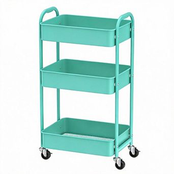 3 tier Rolling Utility Cart with Caster Wheels Easy Assembly