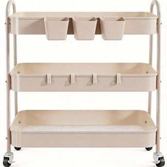 3 tier Rolling Utility Cart Lockable Wheels Organizer Storage