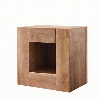 24"W Modern Nightstand with Charging Station Hidden Drawer Storage 15lb