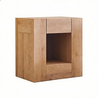 24"W Modern Nightstand with Charging Station Hidden Drawer Storage 15lb