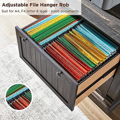 30",2-drawer Farmhouse Lateral File Cabinet Interlocking Drawers 80lb