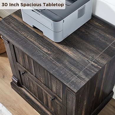 30",2-drawer Farmhouse Lateral File Cabinet Interlocking Drawers 80lb