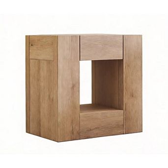 24'' Rustic Nightstand with Charging Station Drawer Storage