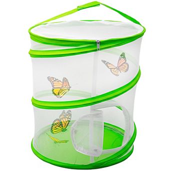 Pop-Up Butterfly Habitat Kit 13 in Tall Mesh Growing Enclosure, Zipper Door & Carry Strap