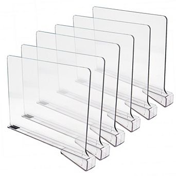 Clear Acrylic Adjustable Shelf Dividers 6 Pack for Closet Drawer Organization