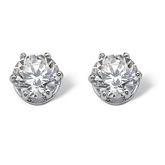 PalmBeach Jewelry 4 TCW Round Cubic Zirconia Stud Earrings in Platinum-plated Sterling Silver