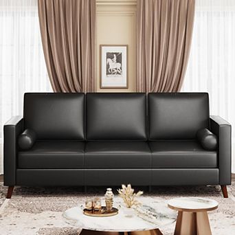 86" Faux Leather Sofa
