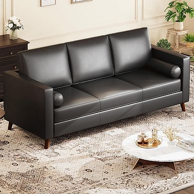 86" Faux Leather Sofa