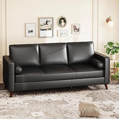 86" Faux Leather Sofa