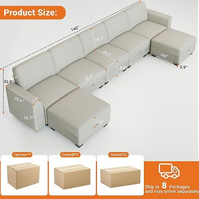 140" Large u Shaped Couch