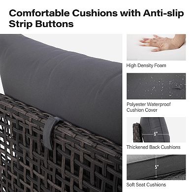 7 Pieces Outdoor Sectional Sofa Set PE Wicker Rattan Patio Conversation Set with Cushions