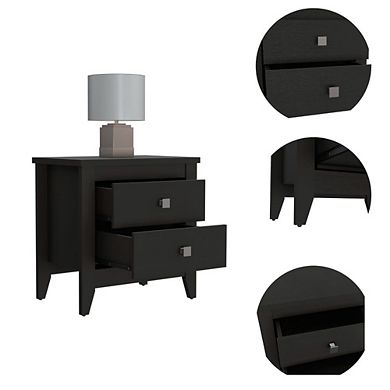 Storage Cabinet NightStand End Table with Two Shelves