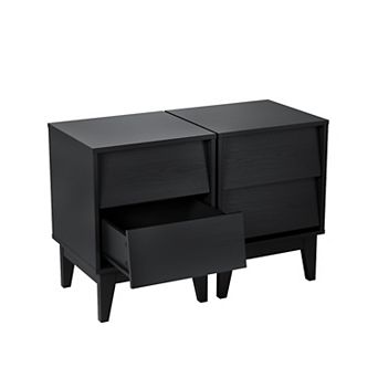 Storage Cabinet with Bevel Design End Table Set of 2