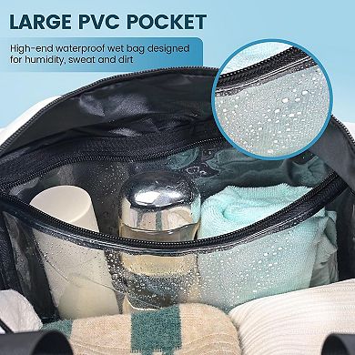 White Lightweight Gym Duffle Bag Water Resistant Wet Pocket Weekender Tote