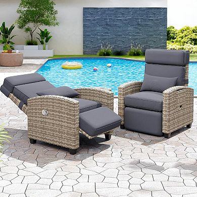 ANIXOL Outdoor Wicker Recliner Chair