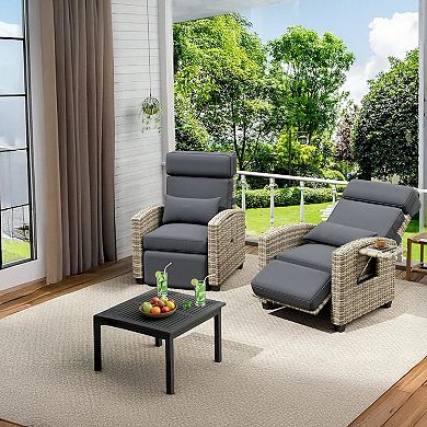 ANIXOL Outdoor Wicker Recliner Chair