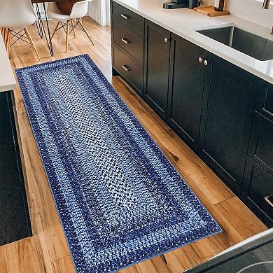 Non-Slip Non-Shedding Farmhouse Ultra-Thin Braided Print Accent Rug