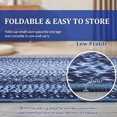 Non-Slip Non-Shedding Farmhouse Ultra-Thin Braided Print Accent Rug