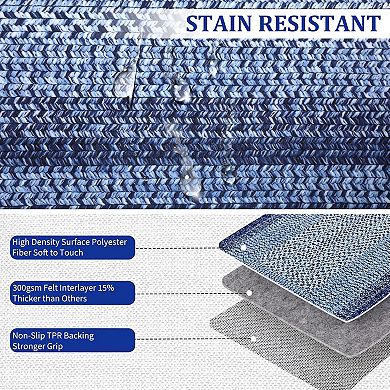 Non-Slip Non-Shedding Farmhouse Ultra-Thin Braided Print Accent Rug