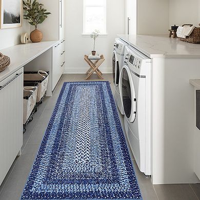 Non-Slip Non-Shedding Farmhouse Ultra-Thin Braided Print Accent Rug